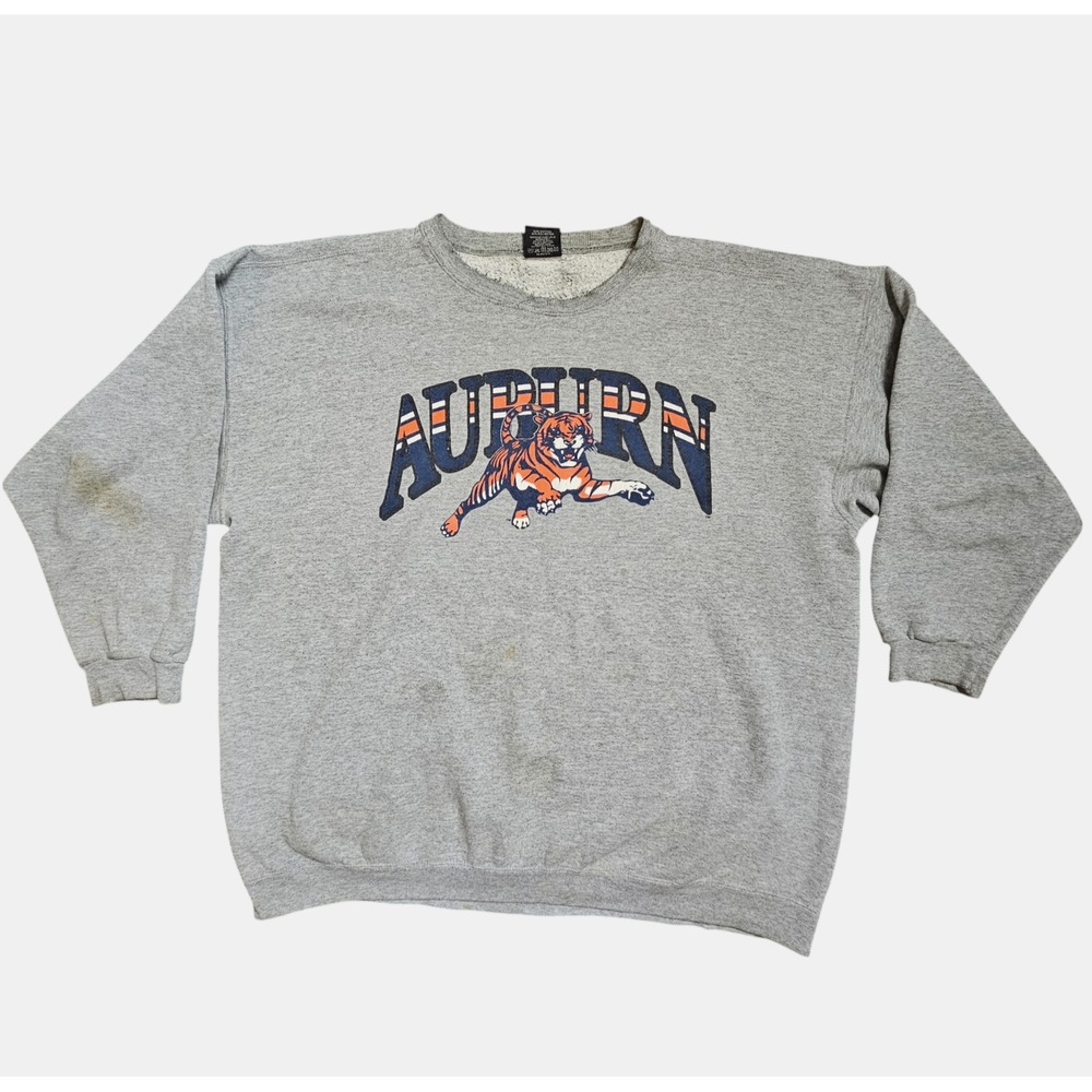 Vintage 90s Auburn Tigers Crewneck Fleece‎ Pullover Sweatshirt Mens XL Gray NCAA